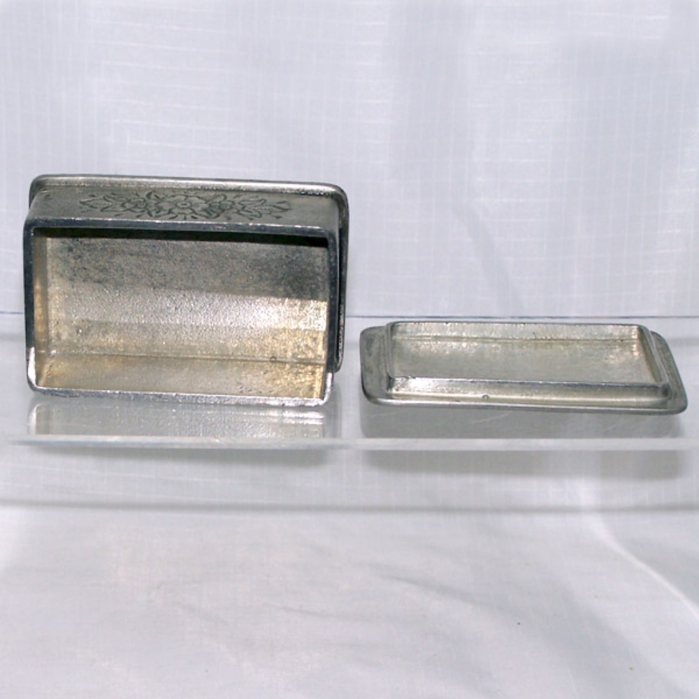 VTG- REIN ZINN 95% PEWTER Engraved Flowers TRINKET BOX - Picture 8 of 10